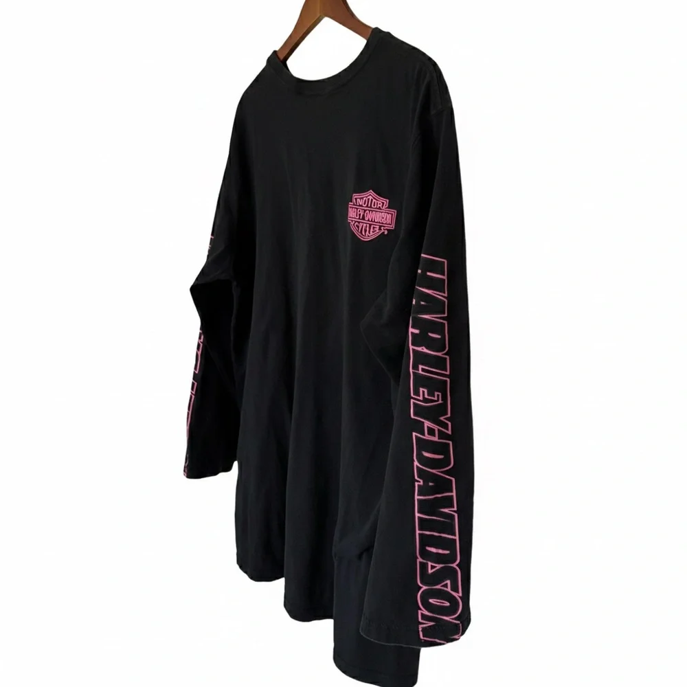 Vtg 2010 Harley Davidson Made in USA Pink Logo Graphic T-Shirt XL Unisex - Picture 3 of 8